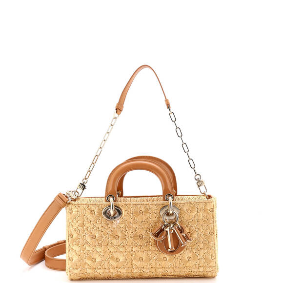 Christian Dior Handbags - Christian Dior Medium Lady D-Joy Bag Woven Raffia with Leather